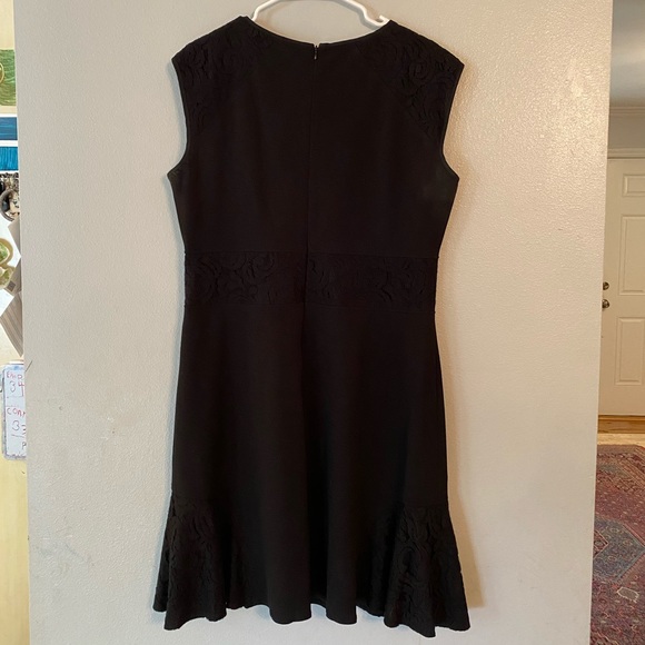 Black Dress with Floral Overlay Accents - Picture 6 of 9